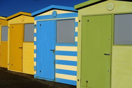 English Beach Huts on the Sussex South Caost Of Englandの写真素材
