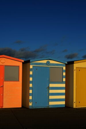 English Beach Huts on the Sussex South Caost Of Englandの写真素材