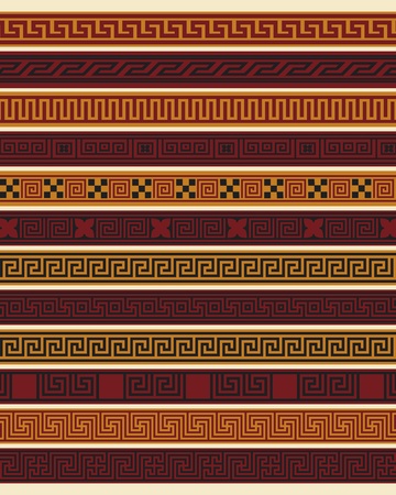 Set of ten greek borders in editable vector fileのイラスト素材