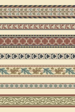 Set of seven decorative borders ornamental in editable vector fileのイラスト素材