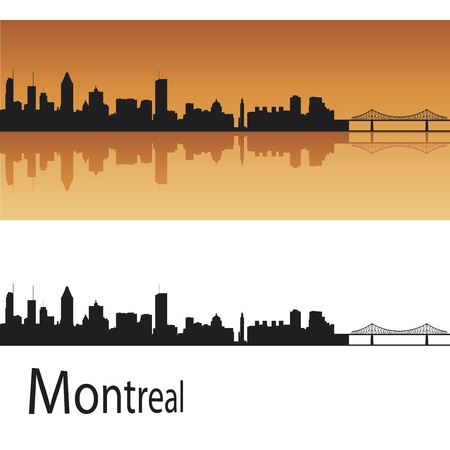 Montreal skyline in orange background in editable vector fileのイラスト素材