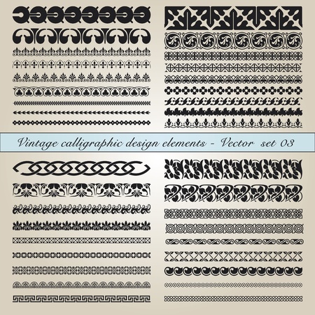 Set of vintage calligraphic design elements in editable vector fileのイラスト素材