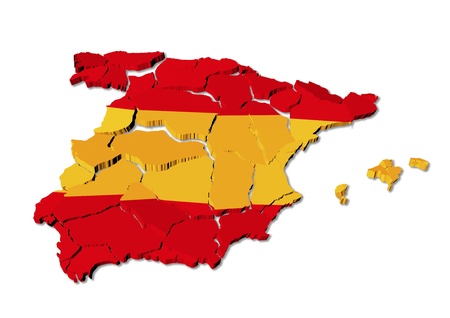 Spain map cracked, conceptual representation of national crisisの写真素材