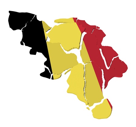 Belgium map cracked, conceptual representation of national crisisの写真素材