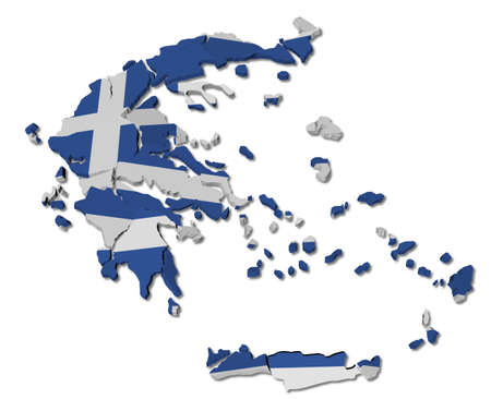 Greece map cracked, conceptual representation of national crisisの写真素材