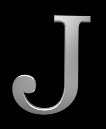 Letter J in brushed steel isolated on black with clipping pathの写真素材
