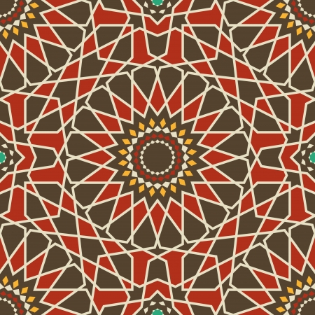 Arabesque seamless pattern in red and brownのイラスト素材