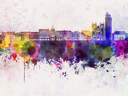 Nantes skyline in watercolor の写真素材