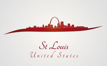 St Louis skyline in red and gray backgroundのイラスト素材