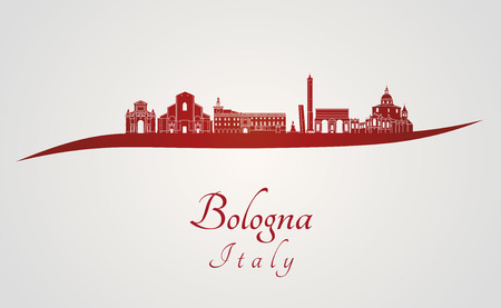 Bologna skyline in red and gray background in editable vector fileのイラスト素材
