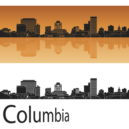 Columbia skyline in orange background in editable vector fileのイラスト素材