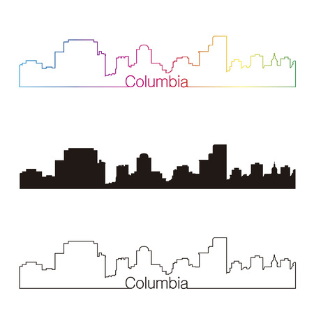 Columbia skyline linear style with rainbow in editable vector fileのイラスト素材