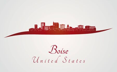 Boise skyline in red and gray background in editable vector fileのイラスト素材