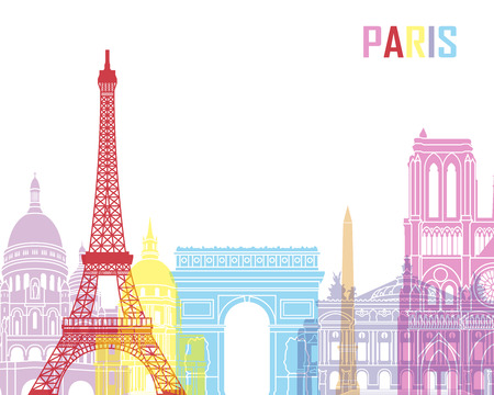 Paris skyline pop in editable vector fileのイラスト素材