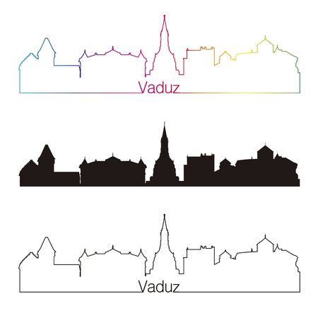 Vaduz skyline linear style with rainbowのイラスト素材