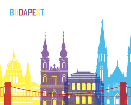 Budapest skyline pop in editable vector fileのイラスト素材