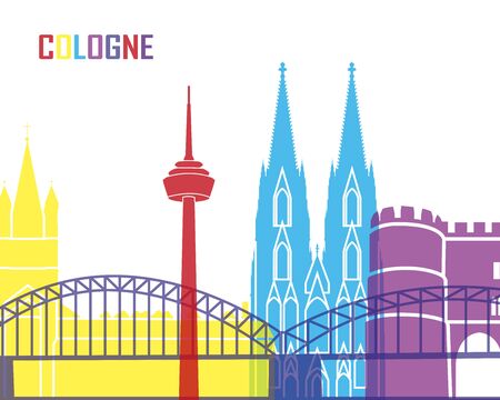 Cologne skyline pop in editable vector fileのイラスト素材