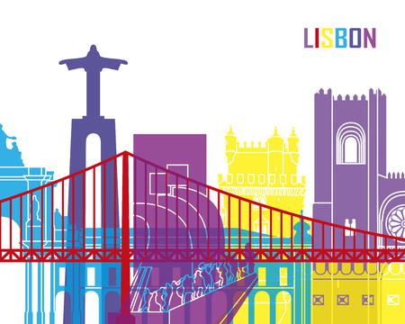 Lisbon skyline pop in editable vector fileのイラスト素材