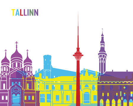 Tallinn skyline pop in editable vector fileのイラスト素材