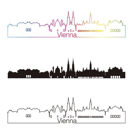 Vienna skyline linear style with rainbow in editable vector fileのイラスト素材