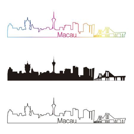 Macau skyline linear style with rainbowのイラスト素材