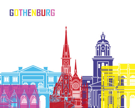 Gothenburg skyline pop in editable vector fileのイラスト素材