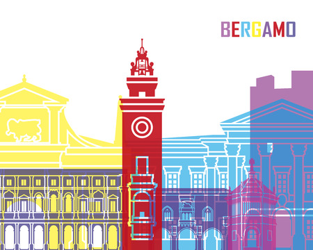 Bergamo skyline pop in editable vector fileのイラスト素材