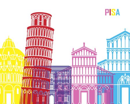 Pisa skyline pop in editable fileのイラスト素材