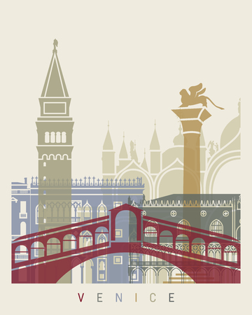 Venice skyline poster in editable fileのイラスト素材