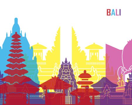 Bali skyline pop in editable vector fileのイラスト素材