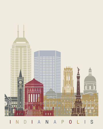 Indianapolis skyline posterのイラスト素材