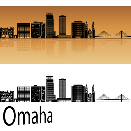 Omaha skyline in orange background in editable vector fileのイラスト素材