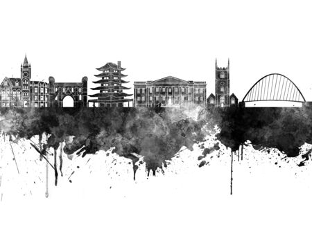 Reading skyline in black watercolorの写真素材