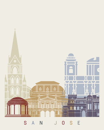 San Jose CR skyline poster in editable vector file San Jose CR skyline poster in editable vector file