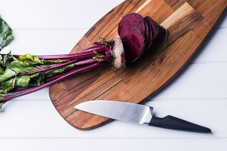Beets in wood tableの写真素材