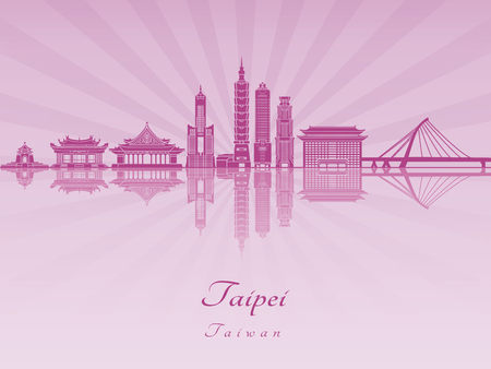 Taipei V2 skyline in purple radiant orchid in editable vector fileの写真素材
