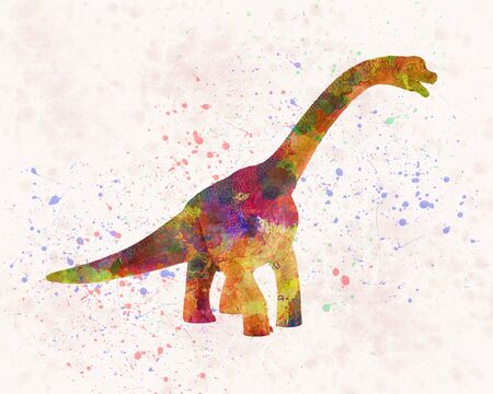 Brachiosaurus dinosaur in watercolorの写真素材