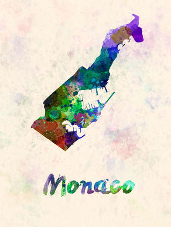 monaco map in watercolorの写真素材