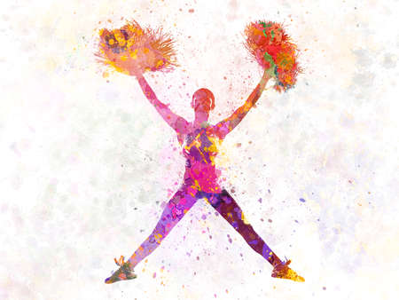 young woman cheerleader silhouette on  background