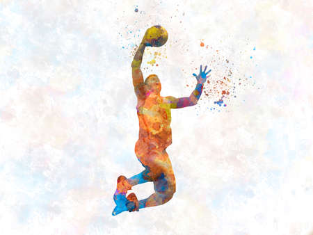basketball player in watercolorの写真素材