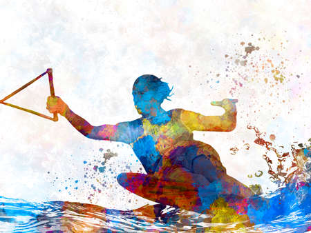 water ski in watercolorの写真素材