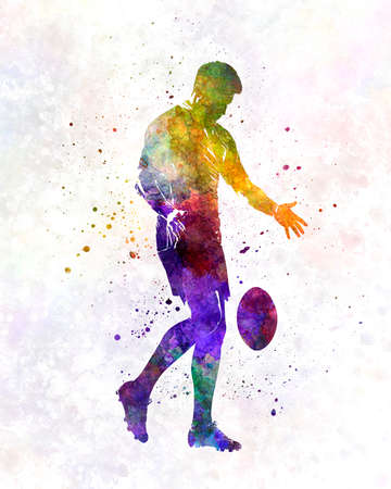 Rugby man player 02 in watercolorの写真素材