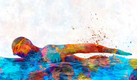 swimmer in watercolor