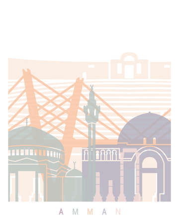 AMMAN SKYLINE POSTER PASTELの写真素材