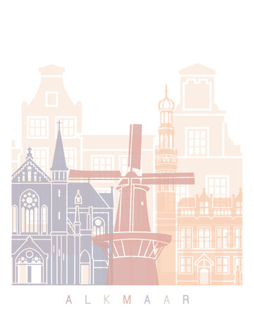 ALKMAAR SKYLINE POSTER PASTELの写真素材