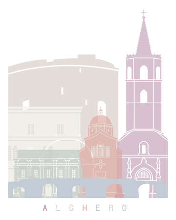 ALGHERO SKYLINE POSTER PASTELの写真素材