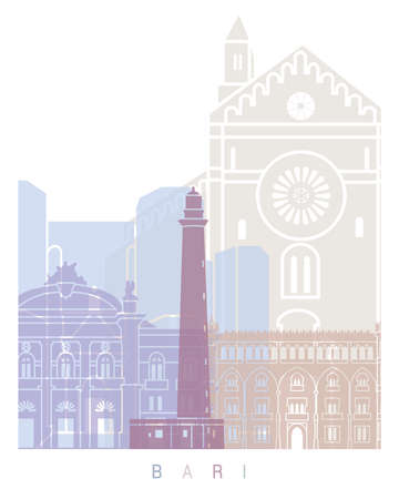 BARI SKYLINE POSTER PASTELの写真素材