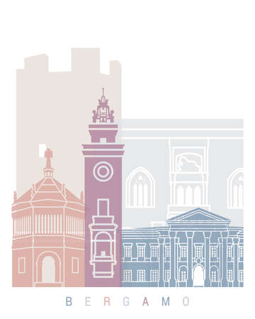 BERGAMO SKYLINE POSTER PASTELの写真素材