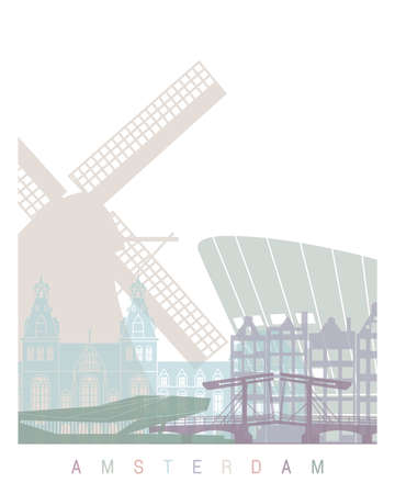 AMSTERDAM SKYLINE POSTER PASTELの写真素材