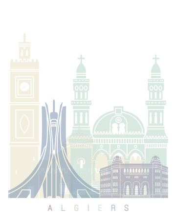 ALGIERS SKYLINE POSTER PASTELの写真素材